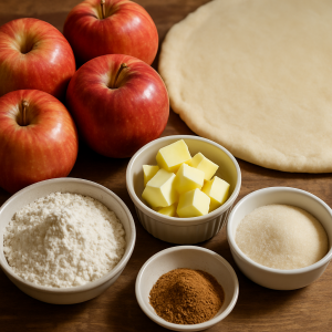 ingrédients tarte aux pommes​