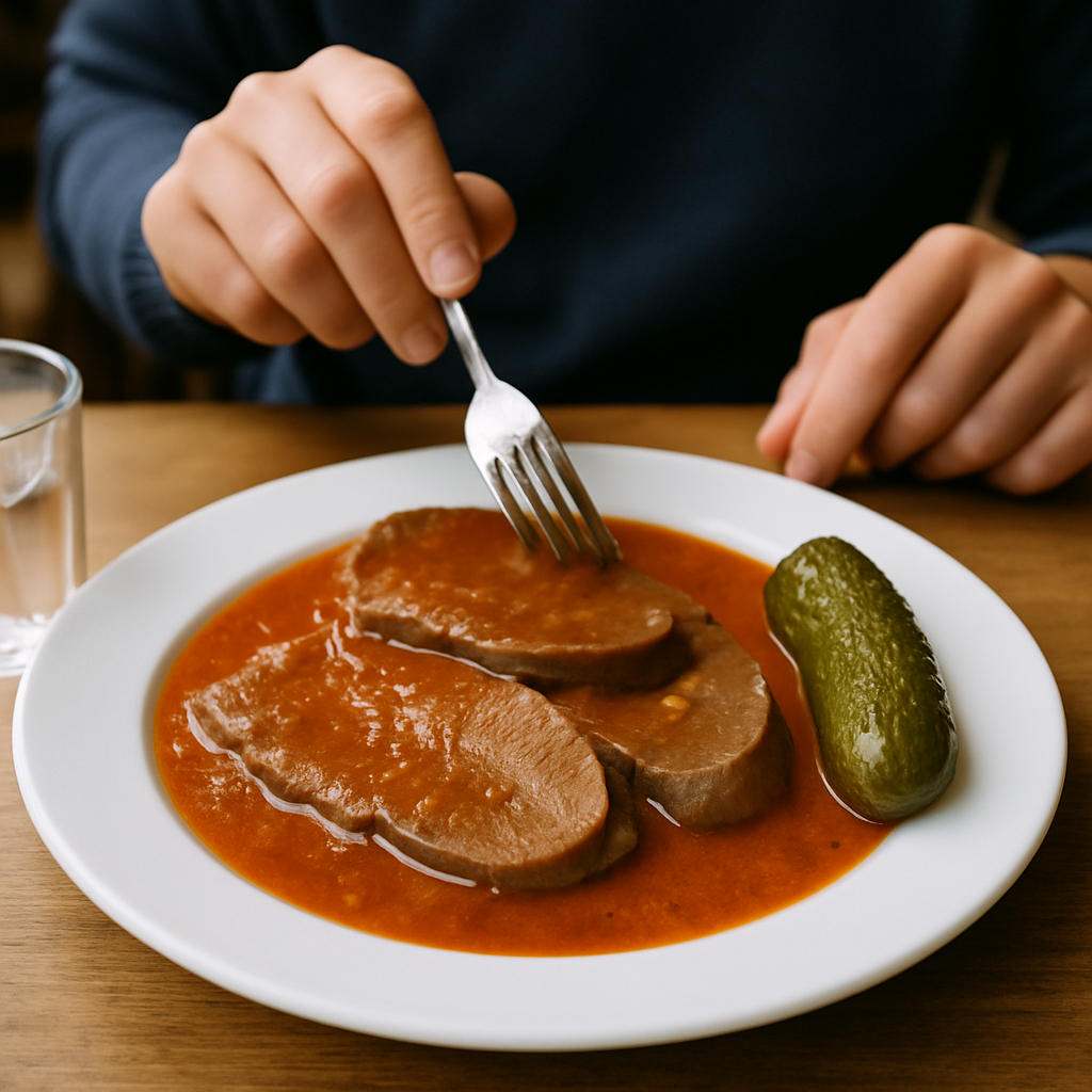 langue de boeuf sauce piquante cornichon