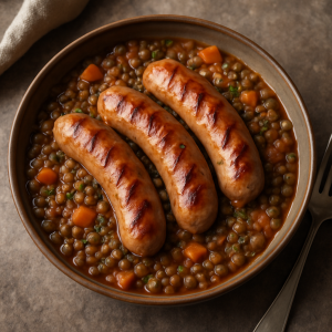 lentilles aux saucisses de toulouse